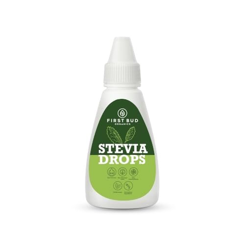 First Bud Organics Pure Stevia Drops – 20Ml | Zero Calorie, Natural Sweetener, Non-Gmo & Sugar-Free Stevia Drops | Sugar Substitute For 400 Serving, Low Glycemic Index & Promote Oral Health