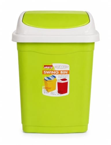 Aristo Plastic Small Swing Dustbin 9 Ltr (Green)