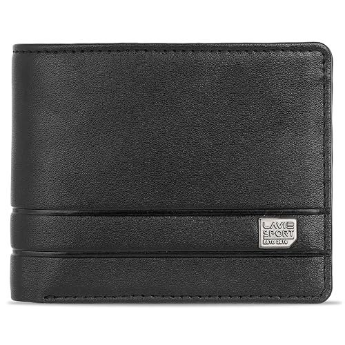 Lavie Sport Attorney Embossed Bi-Fold Wallet For Men|Matte Finish|2 Compartments For Currency|Holds Upto 6 Credit/Atm Cards|2 Sceret Pockets|Box Packaging For Gifting