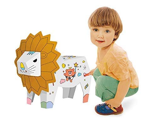 Crackles Diy 3D Paper Cardboard Folding Puzzle Craft & Coloring Lion Toy