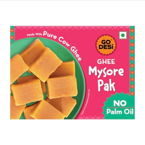 Go Desi – Mysore Pak | Made With Desi Ghee | Indian Mithai | Sweets Gift Pack | 180/150 Grams