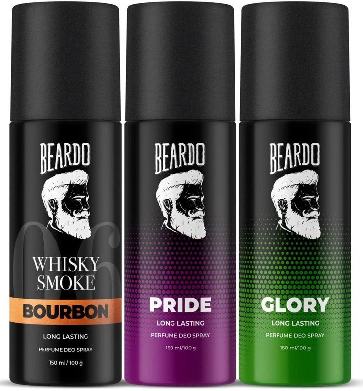Beardo Whisky Smoke Bourbon, Pride & Glory Body Spray | Long Lasting Deo Deodorant Deodorant Spray – For Men(450 Ml, Pack Of 3)