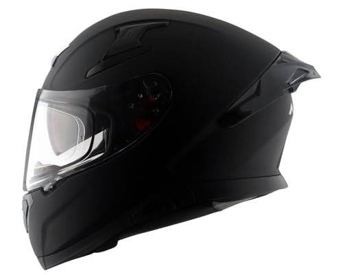 Axor Apex Solid Isi Ece Dot Certified Matt Black Full Face Dual Visor Helmet For Men And Women With Pinlock Fitted Outer Clear Visor And Inner Smoke Sun Visor Dull Black(L)