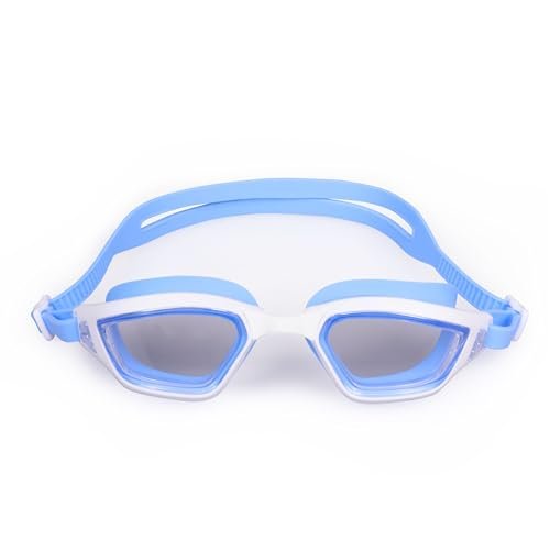Nivia Visionz Swimming Goggles For Adults, Anti Fog Goggles For Men, Polycarbonate Clear Glass, Silicon Strap, Uv Protection, Comfort Fit, Training Swim Goggles For Men & Women – Blue/White