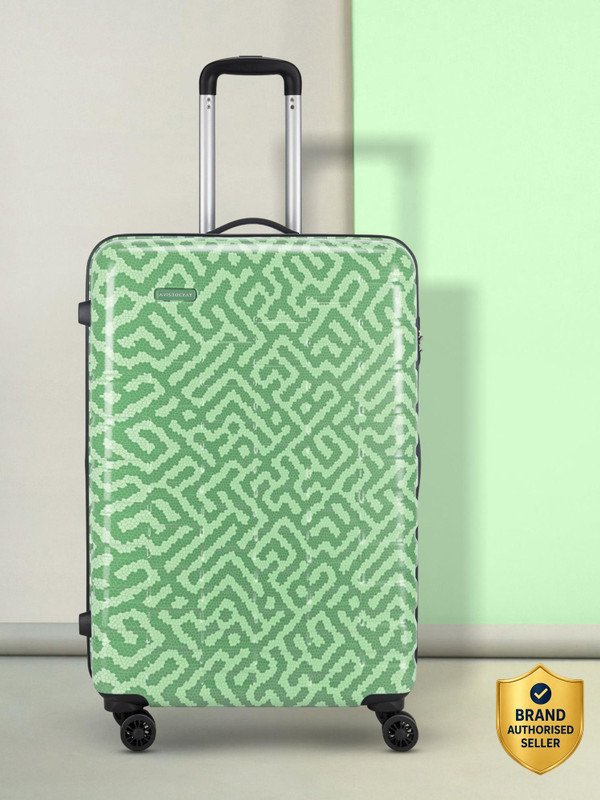 Aristocrat Bravo Check-In Luggage – 75Cm,Green, Printed Hardcase, 8 Wheels, 5 Year Warranty Check-In Suitcase 8 Wheels – 29 Inch