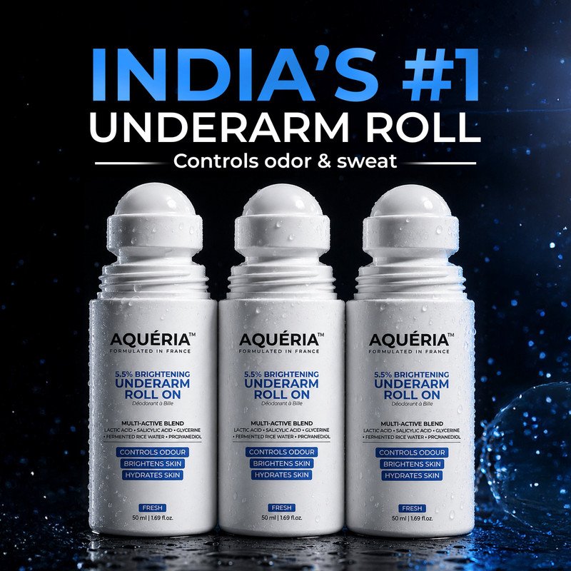 Aqueria Multi Active Underarm Roll On | 5.5% Aha Bha, Niacinamide – Aqua Fragrance Deodorant Roll-On – For Men & Women(150 Ml, Pack Of 3)