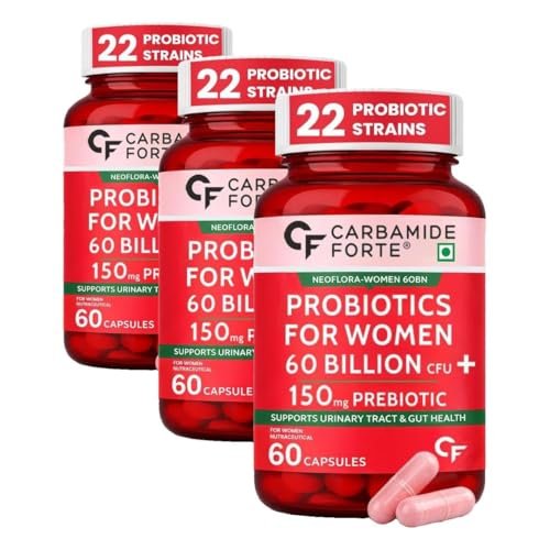 Carbamide Forte Women’S Probiotics Supplement 60 Billion Cfu | Vaginal Probiotics & Gut Health Supplements With Cranberry Extract | 60 Veg Capsules (Pack Of 3)