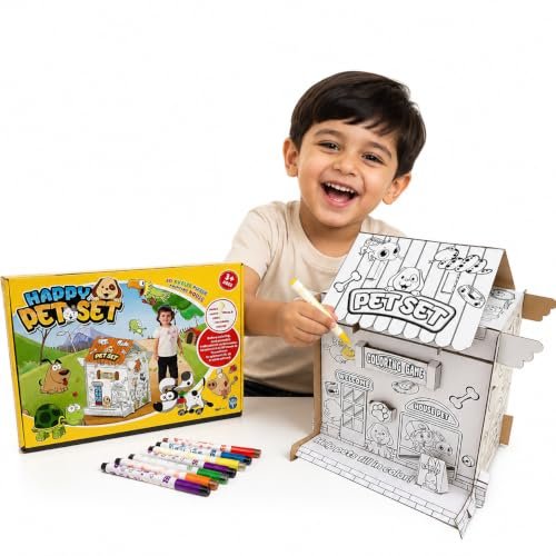 Crackles Diy 3D Paper Puzzle Craft Kit For Kids | Build And Paint Cardboard House Toy With Colors | Creative Art & Craft Activity Kit For Kids | Educational Diy Toy