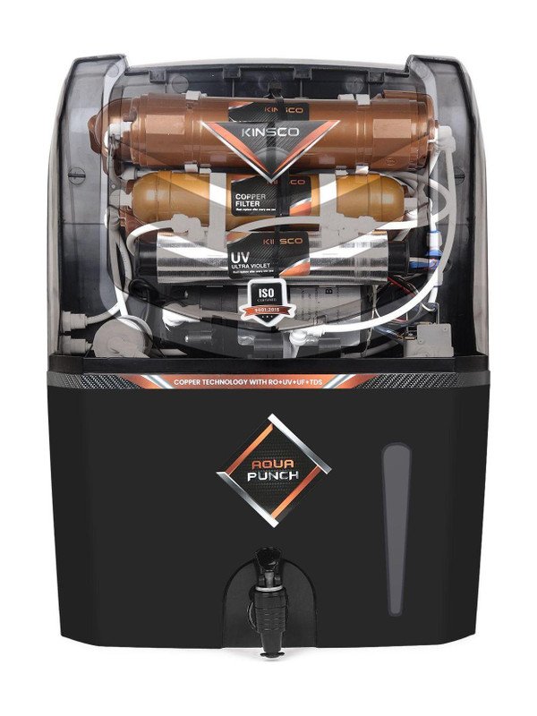 Kinsco Aqua Punch 15 L RO + UV + UF + Copper + TDS Control Water Purifier with Prefilter(Black)