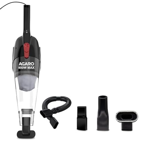 AGARO Regal 800 Watts Handheld Vacuum Cleaner, for Home Use, Dry Vacuuming, 6.5 kPa Suction Power, Lightweight, Lightweight & Durable Body, Small/Mini Size (Black)