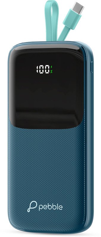 Pebble 10000 mAh Ultra Compact Pocket Size Power Bank(Blue, Lithium Polymer, Fast Charging for Mobile)