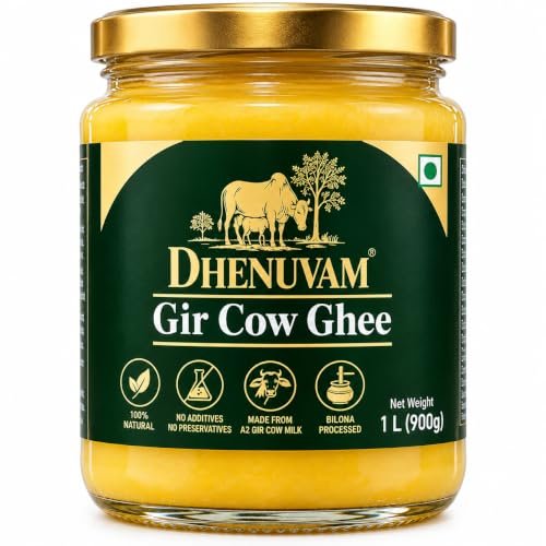 Dhenuvam Gir Cow Ghee 1000 ml | Pure Desi Cow Ghee | Traditional Indian Ghee | Rich Aroma & Authentic Taste | Premium Cow Milk Ghee
