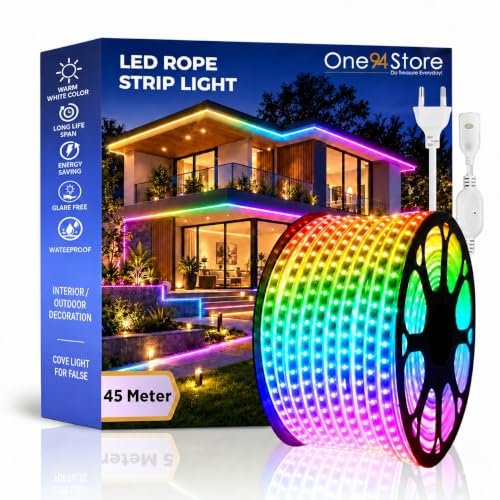 One94Store 45 Meter LED Rope Light for Decoration-Waterproof Decorative Lights, SMD Cove Light for Ceiling LED Pipe Light for Home Décor Led Strip Lights for Diwali Decoration (Multicolor)