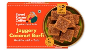 Sweet Karam Coffee Jaggery Coconut Burfi Squares – 150Grams | No Refined Sugar Or Preservatives | Traditional South Indian Mithai | Made With Natural Jaggery & Coconut | Healthy & Homemade Treat
