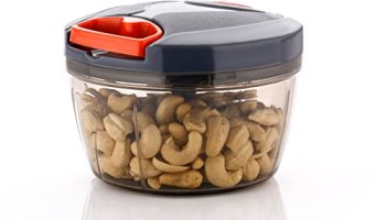 Clazkit Plastic Kitchen Dori Handy Vegetable And Fruit Manual Onion Dry Fruit Salad Maker Vegetable Quick String Chopper Machine, Cutter – 3 Stainless Steel Blades, 450Ml/500Ml/550Ml,(Color May Vary)