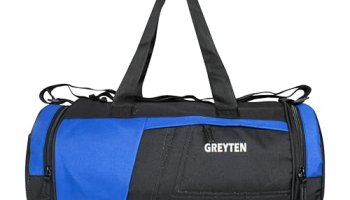 Greyten Gym Bag For Men & Women, Sports Duffel Bag For Gyms, Tennis, Dance, Golf, Football, Crossfit & Swimming (Black Blue)