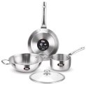 Milton Pro Cook Triply Stainless Steel 4 Pc Induction Cookware Set, Tea Pan 16Cm, Fry Pan 22Cm, Kadai With Glass Lid 24Cm, Even & Fast Cooking, Induction & Gas Ready, 3 Years Warranty By Manufacturer