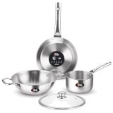 Milton Pro Cook Triply Stainless Steel 4 Pc Induction Cookware Set, Tea Pan 16Cm, Fry Pan 22Cm, Kadai With Glass Lid 24Cm, Even & Fast Cooking, Induction & Gas Ready, 3 Years Warranty By Manufacturer