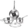 Milton Pro Cook Triply Stainless Steel 4 Pc Induction Cookware Set, Tea Pan 16Cm, Fry Pan 22Cm, Kadai With Glass Lid 24Cm, Even & Fast Cooking, Induction & Gas Ready, 3 Years Warranty By Manufacturer