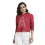 Campus Sutra Women’S Red Adventure Hoodie With Contrast Drawstring For Casual Wear | Hooded Neck | Long Sleeve | Drawstring Closure | Sweatshirt Crafted With Comfort Fit For Everyday Wear (Size-M)