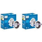 Philips 12 Watt Black Reflector Led Ceiling Cob Round Spot Light With Focused Beam | Cut Out: 102Mm | Warm White, Pack Of 2 (Deco Bright)