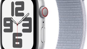 Apple Watch Se Gps + Cellular 44Mm Silver Aluminium With Blue Cloud Sport Loop(Blue Cloud Strap, Free Size)