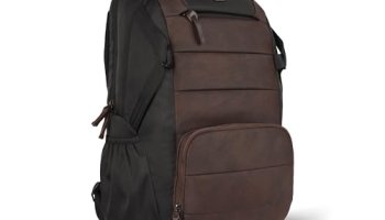 Gear Aspire 3 19″/35L Faux Leather Large Water Resistant 5 Compartment Laptop Backpack/Casual Backpack/Daypack/Travel Backpack/College Bag For Men/Women(Brown-Black)