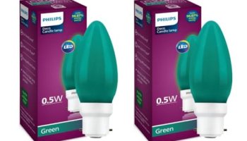 Philips Led Deco Green 0.5W Glass Candle (Pack Of 2)