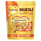 Saffola Muesli Kesar Crunch With Flavour Pops, 450 Gm | 15 In 1 Fruit And Nuts, Seeds, Millet & More | Cereals For Breakfast With Wholegrain, Protein, Fibre