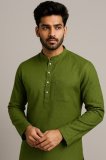 The Bashar Enterprises Men Solid Straight Kurta(Green)