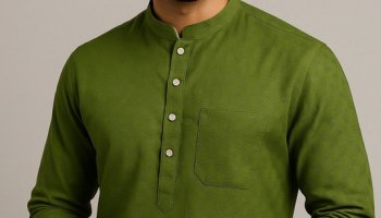 The Bashar Enterprises Men Solid Straight Kurta(Green)
