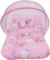 Miss & Chief Baby Mosquito Net With Mattress Baby Mattress Teddy Print(Fabric, Pink)