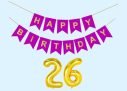 Mystic Toy Store 26Th Happy Birthday Decoration Kit Purple For 26 Year Old Boys Girls Men With Number Twenty-Six Party Decorations Decor Celebration Items Item Set Combo Reusable Paper Banner