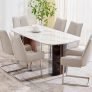 Home Centre Trinity Faux Marble 6-Seater Dining Set With Chairs – Beige