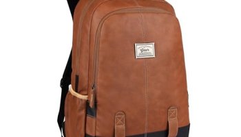 Gear Classic 20L Small Faux Leather Water Resistant Anti Theft 3 Compartment Laptop Backpack/Office Backpack For Men/Women (Tan-Black)