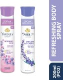 Yardley London Morning Dew Refreshing Body Spray 200Ml + English Lavender 200Ml Deodorant Spray  –  For Women(400 Ml, Pack Of 2)