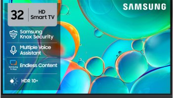 Samsung 80 Cm (32 Inch) Hd Ready Led Smart Tizen Tv 2025 Edition With Voice Assistance Remote Control | 100+ Free Channels | Hdr 10+ Support | Purcolor | Samsung Knox Security | Digital Tuner | Object Tracking Sound Lite | Adaptive Sound | Q-Symphony(Ua32H4500Fuxxl)