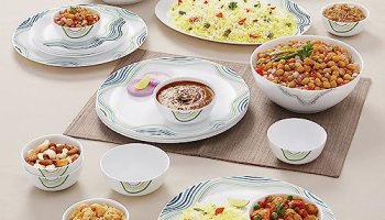 Larah By Borosil Moon Mia Dinner Set – 27 Pcs, Opal Glass Dinner Plates & Bowls Crockery Set For Dinning, White