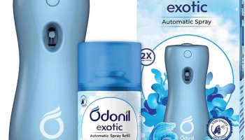 Odonil Sensual Dahlia Automatic Spray Exotic Automatic Spray | Machine + 1 Refill | Ocean Breeze | 2200 Sprays(225 Ml)