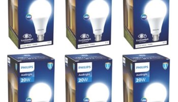 Philips 20-Watt Led Bulb |Acebright High Wattage Led Bulb|Base: B22, Light Bulb For Home | Crystal White, Pack Of 6
