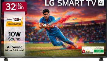 Lg Lr570 80 Cm (32 Inch) Hd Ready Led Smart Webos Tv With Alpha5 Gen 6 Ai Processor 125+ Free Lg Channels Ai Brightness Control Ai Sound (Virtual Surround 5.1 Up-Mix) Fta Satellite Port Magic Remote Compatible 60Hz Refresh Rate Alexa Built In Works With Hey Google(32Lr570B6La)