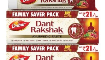 Dabur Dant Rakshak Ayurvedic Toothpaste – 700G (175G X 4) | With Goodness Of 32 Ayurvedic Herbs | Prevents & Calms Gum Pain | Kills Germs | Complete Family Toothpaste | No Added Fluorides & Parabens