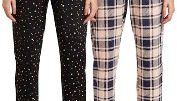 Amazon Brand – Symbol Women’S Cotton Ankle Length Regular Fit Pyjama Set (Combo Pack Of 2) (Sbt-02 Cont_Black & Blush_L)