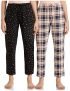 Amazon Brand – Symbol Women’S Cotton Ankle Length Regular Fit Pyjama Set (Combo Pack Of 2) (Sbt-02 Cont_Black & Blush_L)