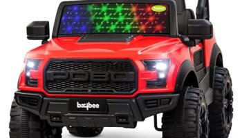 Baybee Bronco Battery Operated Electric Ride On Toy Jeep With Rgb Windshield Light & Music For Kids, Boys, Girls, Baby Big Car To Drive, 3 To 8 Years, Red