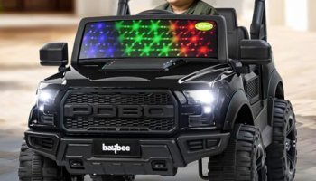 Baybee Bronco Battery Operated Jeep For Kids, Ride On Toy Kid Car With Rgb Windshield Light & Music | Electric Jeep Battery Car | Baby Big Cars For Kids To Drive 3 To 8 Years (Bronco Black)