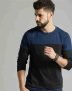 Houseofcommon Colorblock Men Round Neck Blue, Black T-Shirt