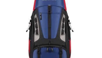 Gear Adventure 75L Extra Large Water Resistant Rucksack/Travel Bag/For Men & Women(Navy – Red)