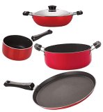 Nirlon Odor Free 3 Layer Non Stick Coating Cookware Gift Item Set Of 4 Pieces With Bakelite Handle(Ft13_Dkd(M)_Sp(B)_Cs24)