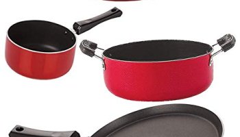 Nirlon Odor Free 3 Layer Non Stick Coating Cookware Gift Item Set Of 4 Pieces With Bakelite Handle(Ft13_Dkd(M)_Sp(B)_Cs24)